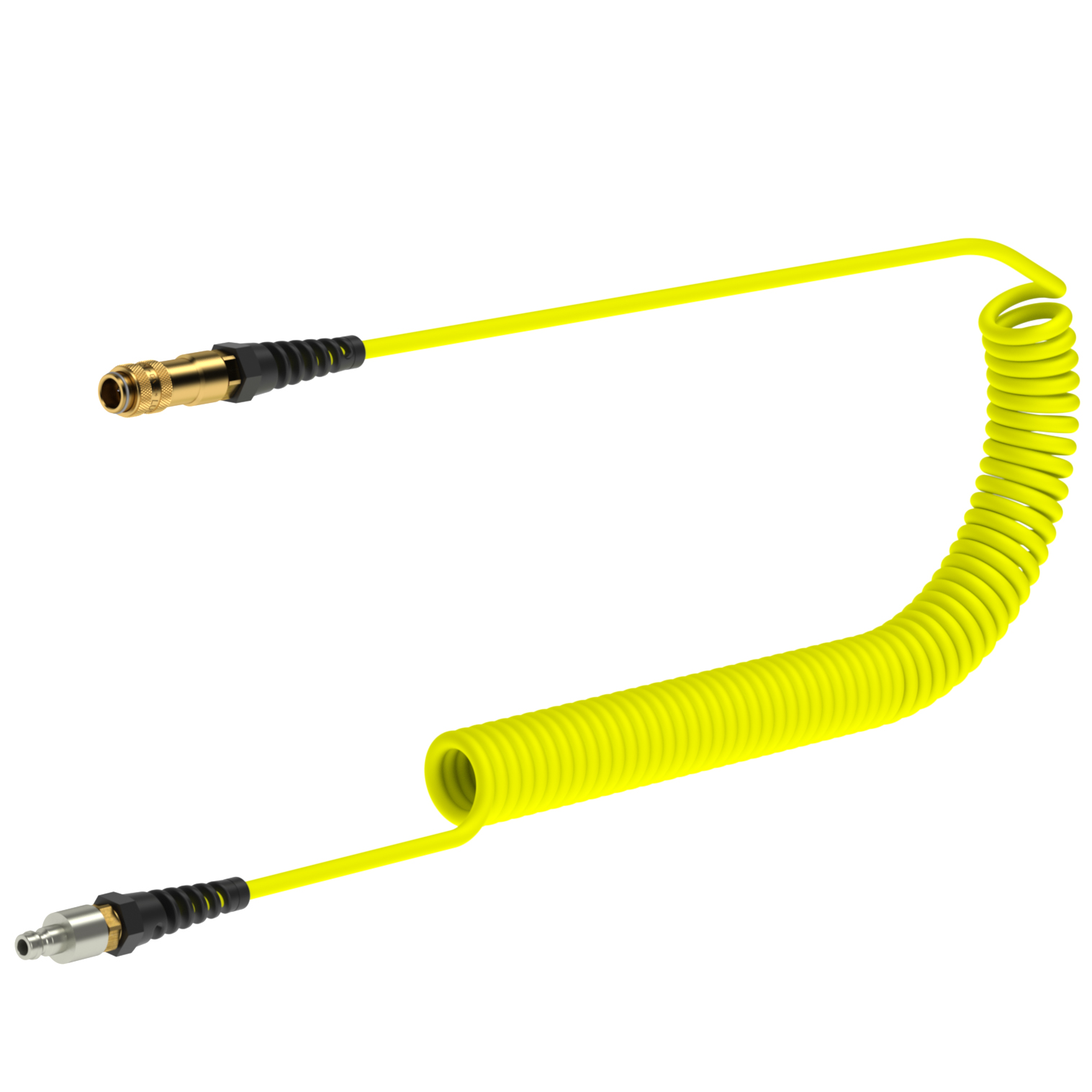 PUG466ESM: spirálová hadice MODY 4/6mm, 6m, rychlospojky DN5, polyuretan, žlutá