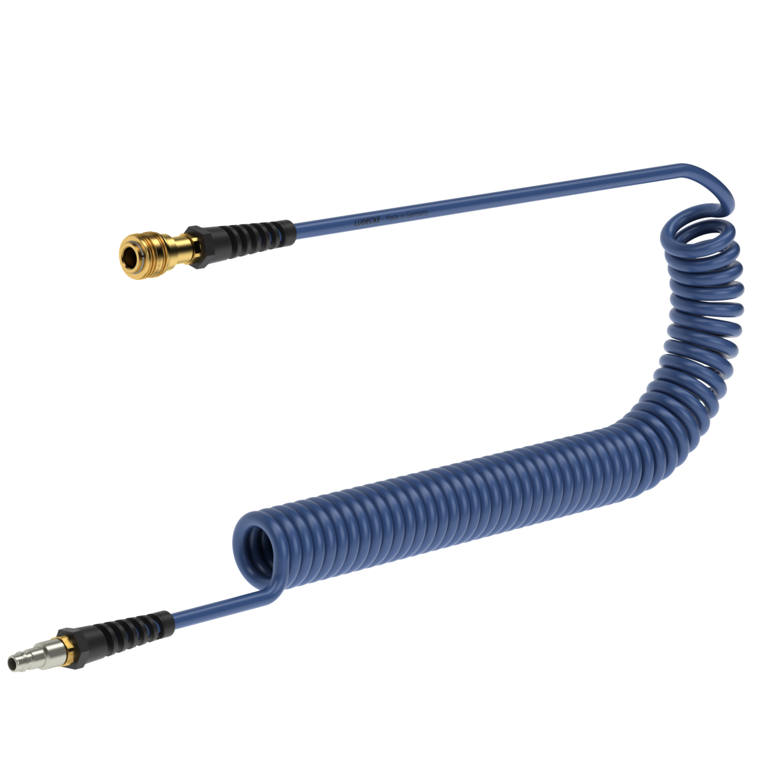 PUB8128ES: spirálová hadice MODY 8/12mm, 8m, rychlospojky DN7.2, polyuretan, modrá