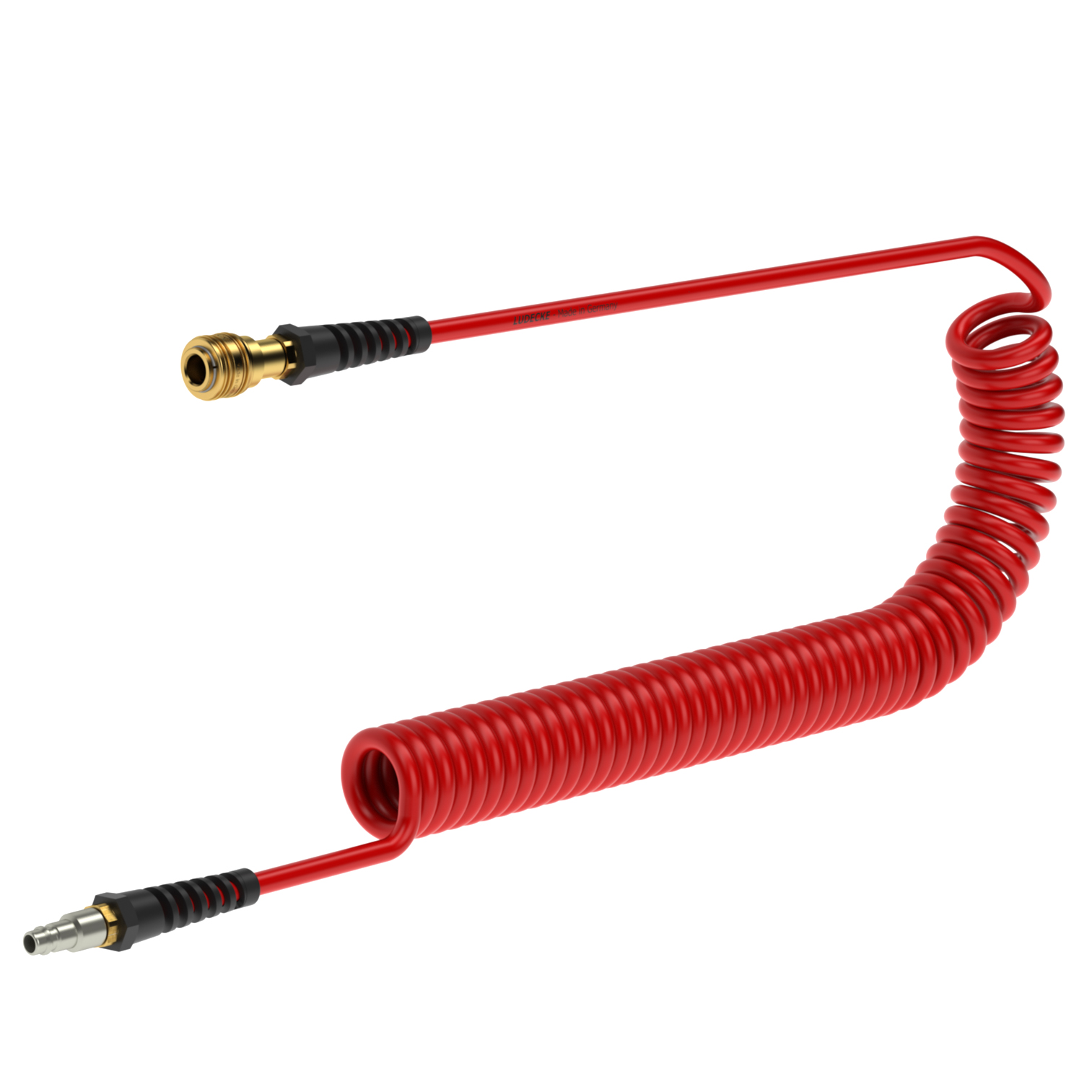 PUR9136ES: spirálová hadice MODY 9/13mm, 6m, rychlospojky DN7.2, polyuretan, červená