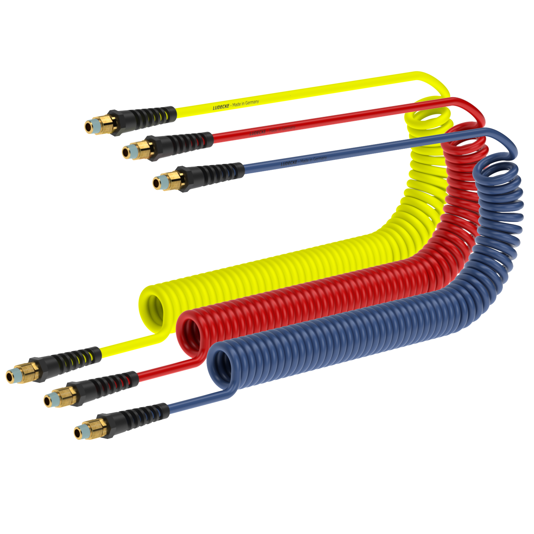 PUG8126DVK: spirálová hadice MODY 8/12mm, 6m, šroubení otoč., polyuretan, žlutá