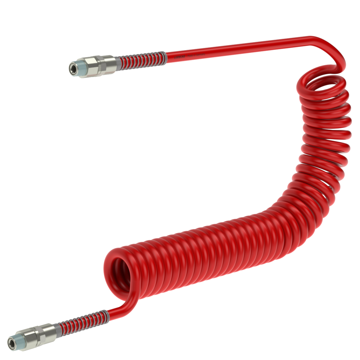PUR11166DVS. spirálová hadice MODY 11/16mm, 6m, šroubení R1/2", polyuretan, červená
